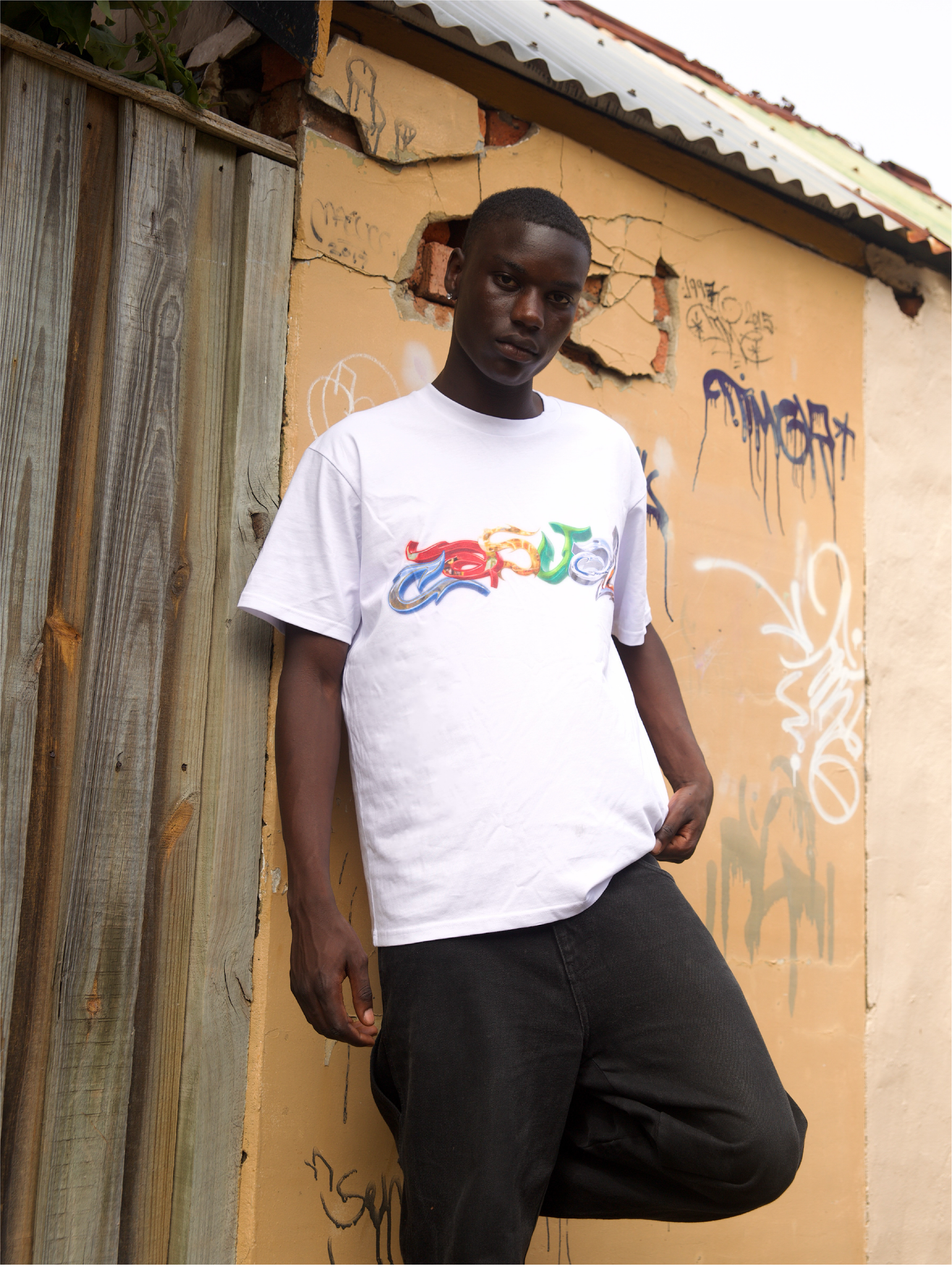 Colours Script Tee (White)